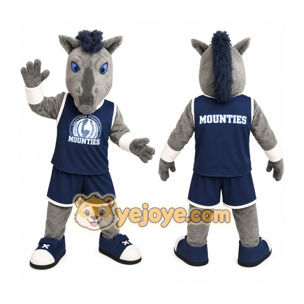 Gray Navy Basketball Horse Mascot Costume