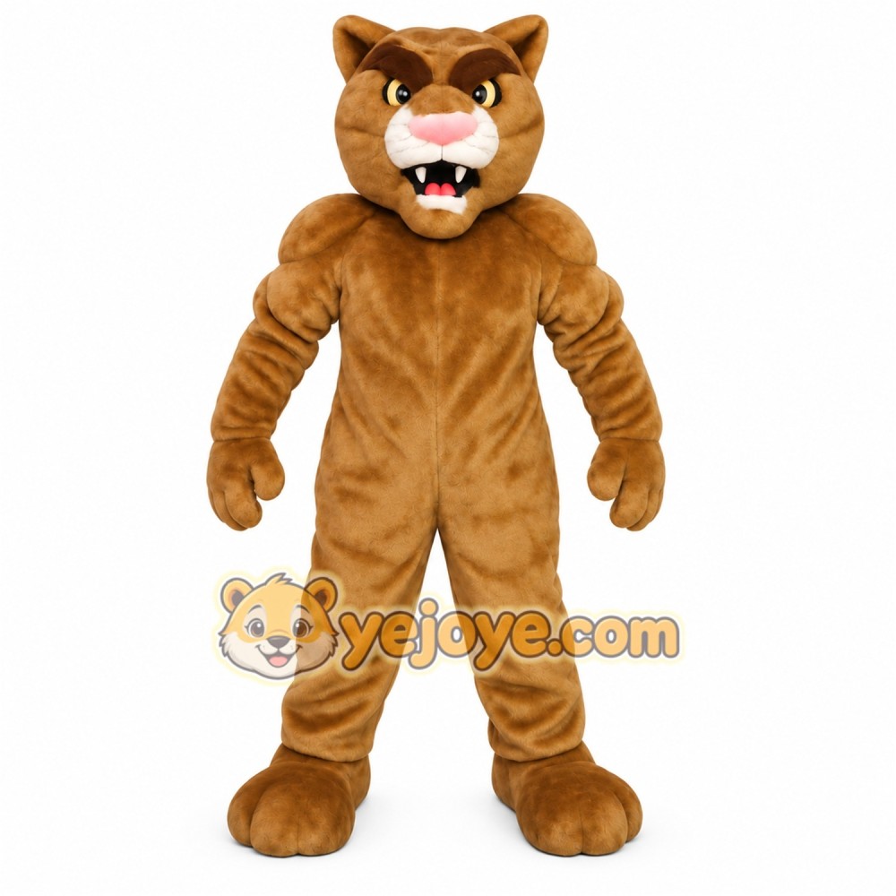 Tan Brown Mountain Lion Mascot Costume
