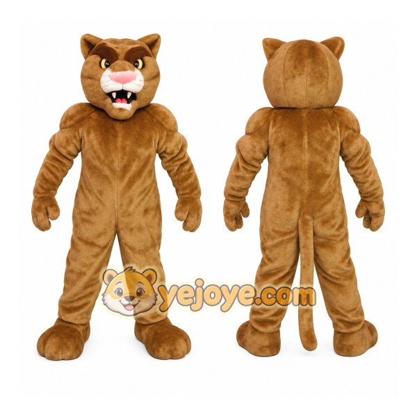 Tan Brown Mountain Lion Mascot Costume