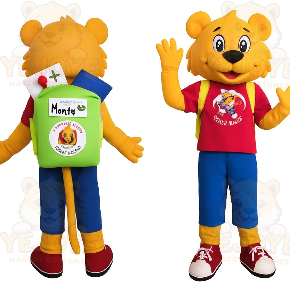 Yellow Red Lion Mascot Costume