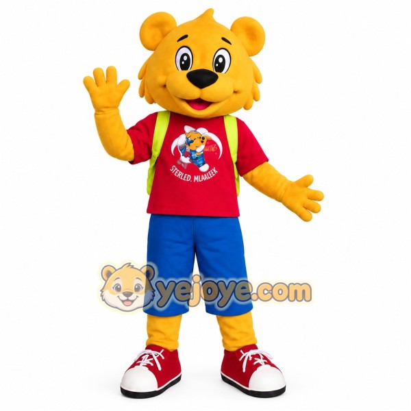 Yellow Red Lion Mascot Costume