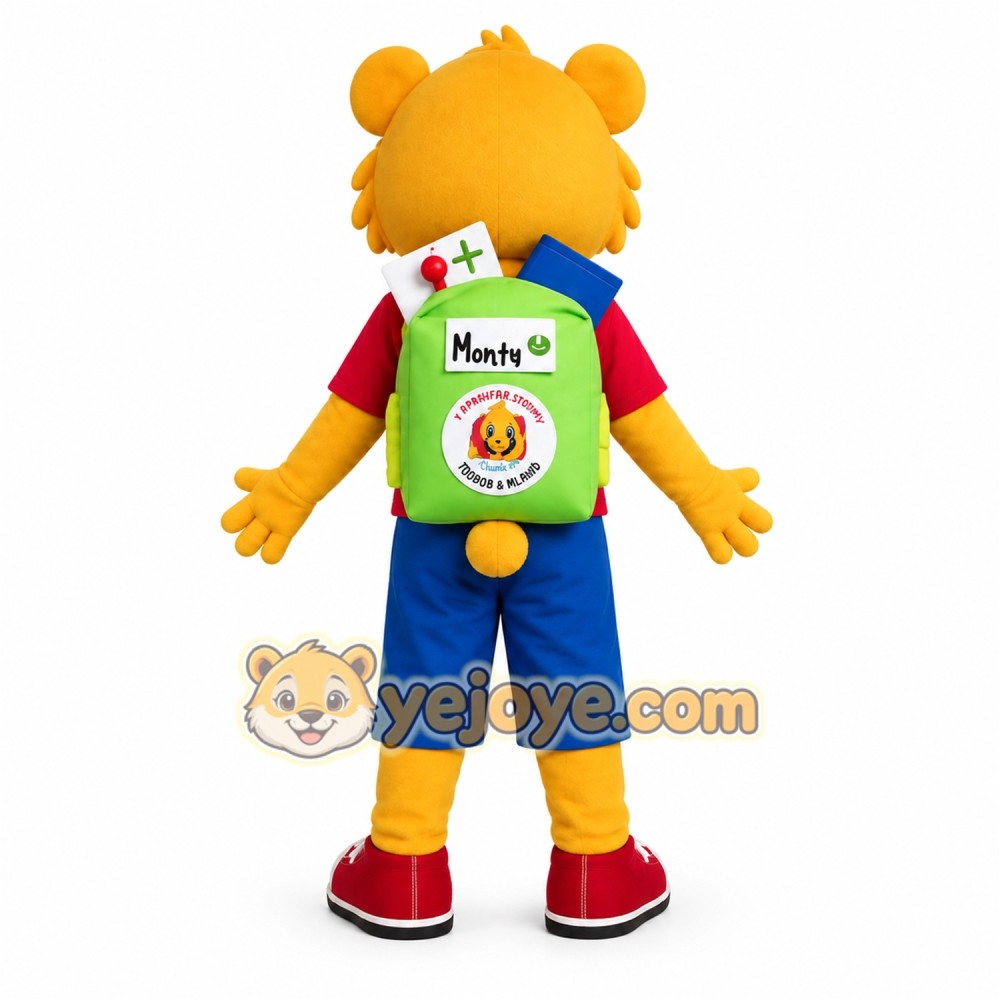 Yellow Red Lion Mascot Costume