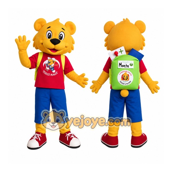 Yellow Red Lion Mascot Costume