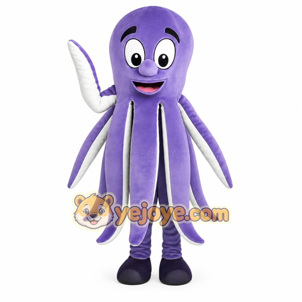 Purple White Octopus Mascot Costume