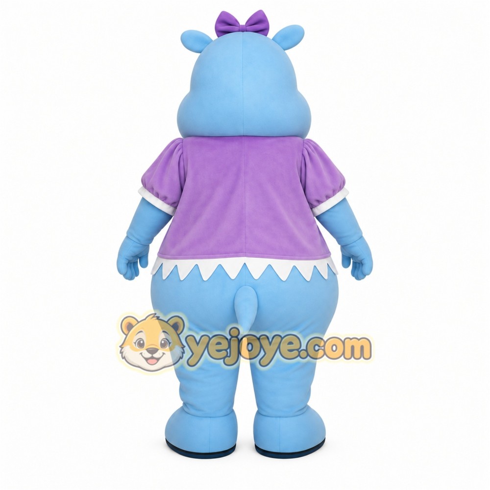 Light Blue Purple Hippo Mascot Costume
