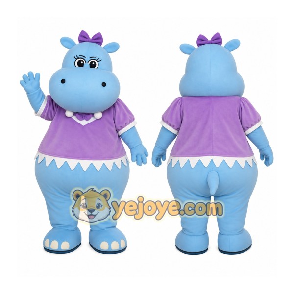 Light Blue Purple Hippo Mascot Costume