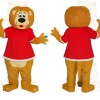Golden Brown Red Shirt Lion Mascot Costume