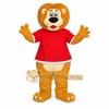 Golden Brown Red Shirt Lion Mascot Costume
