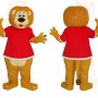 Golden Brown Red Shirt Lion Mascot Costume