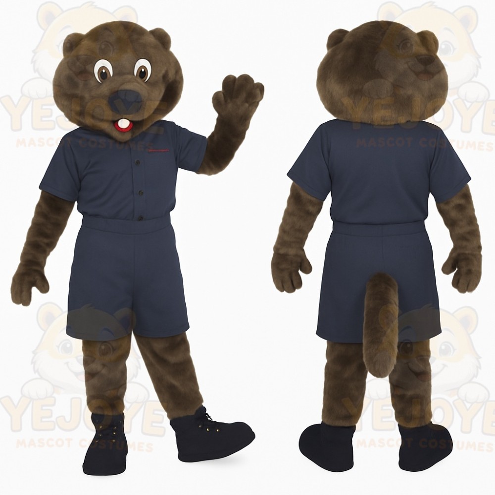 Brown Navy Otter Mascot Costume
