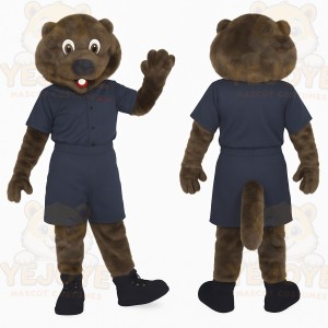 Brown Navy Otter Mascot Costume