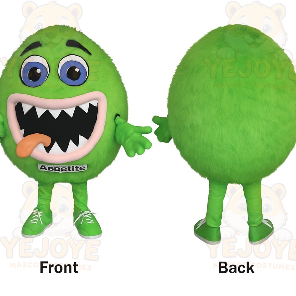 Bright Green Furry Monster Mascot Costume