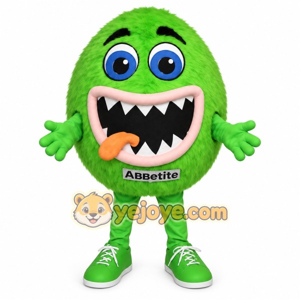 Bright Green Furry Monster Mascot Costume
