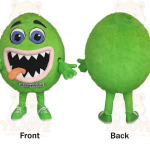 Bright Green Furry Monster Mascot Costume