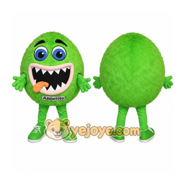 Bright Green Furry Monster Mascot Costume