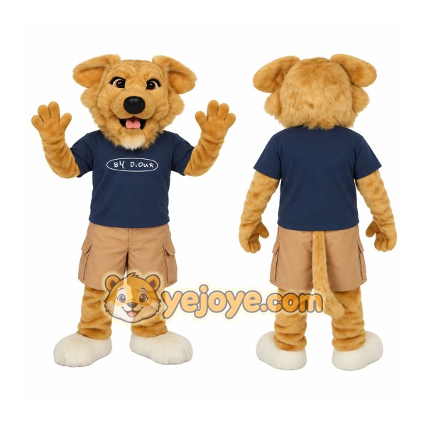 Tan Navy Dog Mascot Costume