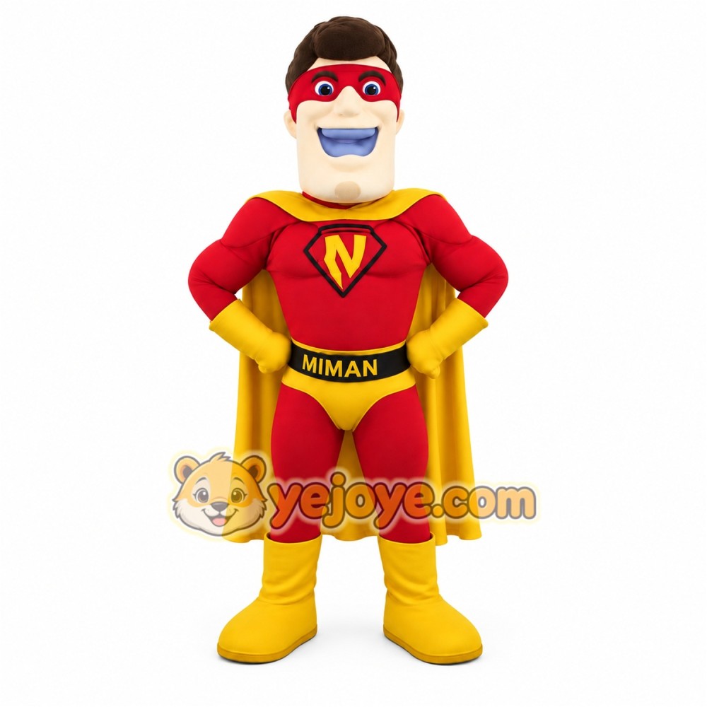 Red Yellow Superhero Man Mascot Costume