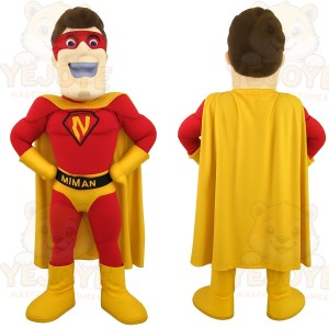Red Yellow Superhero Man Mascot Costume