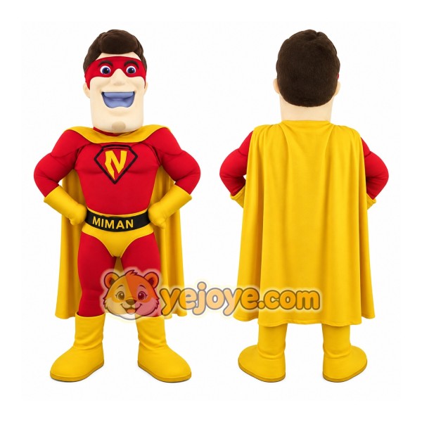 Red Yellow Superhero Man Mascot Costume