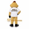 Tan Brown White Smiling Boy Mascot Costume