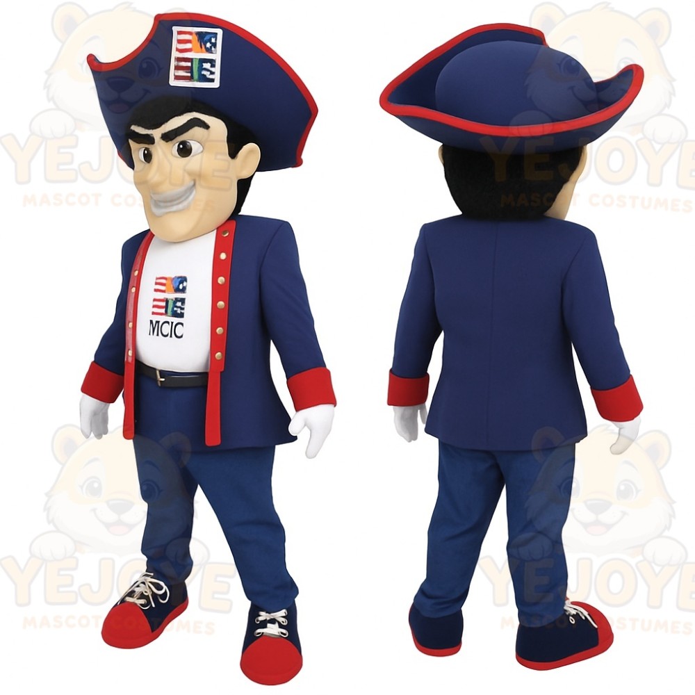 Navy Red Colonial Gentleman Mascot Costume