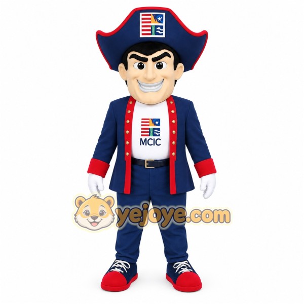Navy Red Colonial Gentleman Mascot Costume