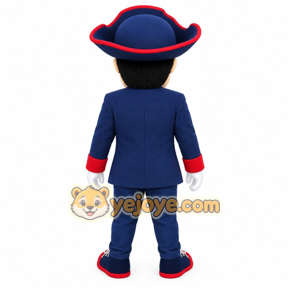 Navy Red Colonial Gentleman Mascot Costume Navy Red Colonial Gentleman Mascot Costume