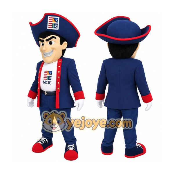 Navy Red Colonial Gentleman Mascot Costume