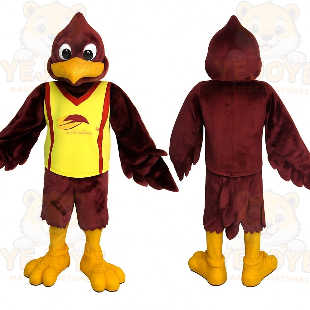 Burgundy Yellow Cardinal Mascot Costume