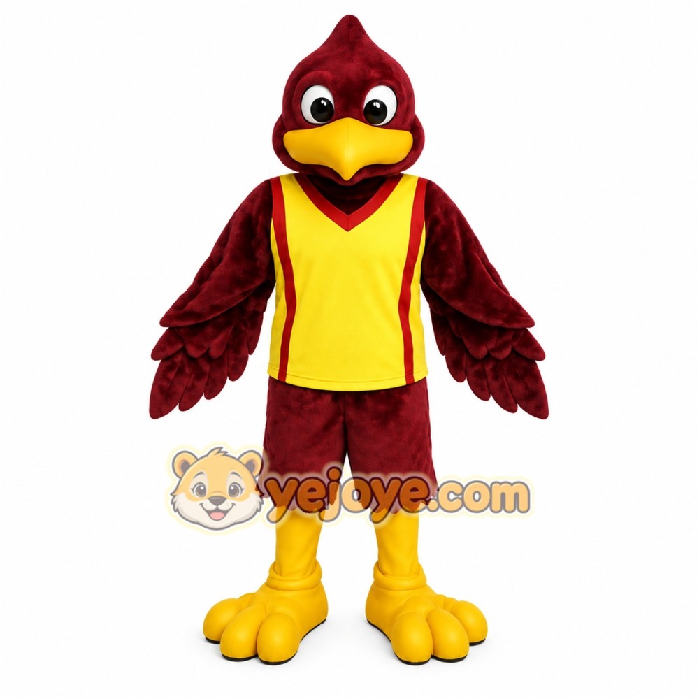 Burgundy Yellow Cardinal Mascot Costume