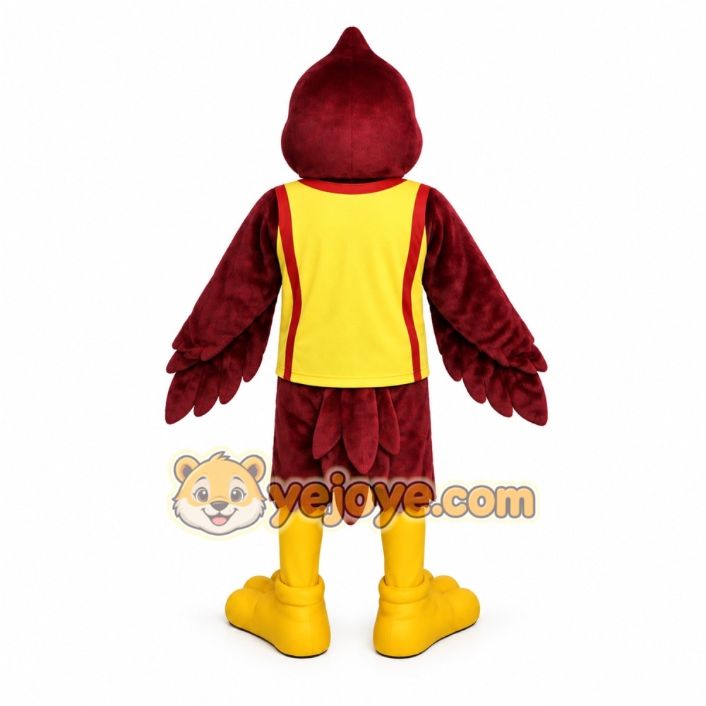 Burgundy Yellow Cardinal Mascot Costume