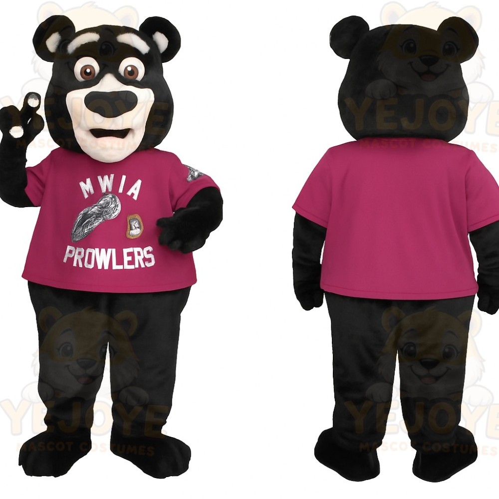Black White Magenta Bear Mascot Costume