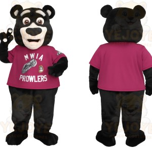 Black White Magenta Bear Mascot Costume