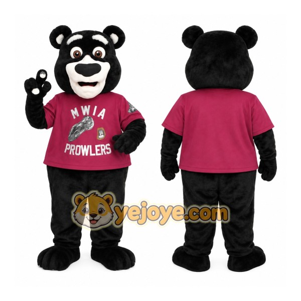 Black White Magenta Bear Mascot Costume