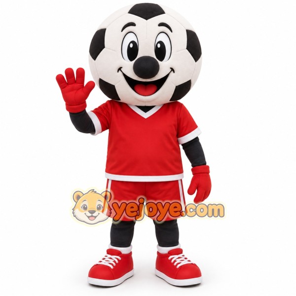 Red Black White Soccer Ball Mascot Costume