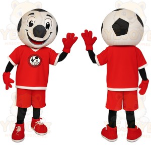 Red Black White Soccer Ball Mascot Costume