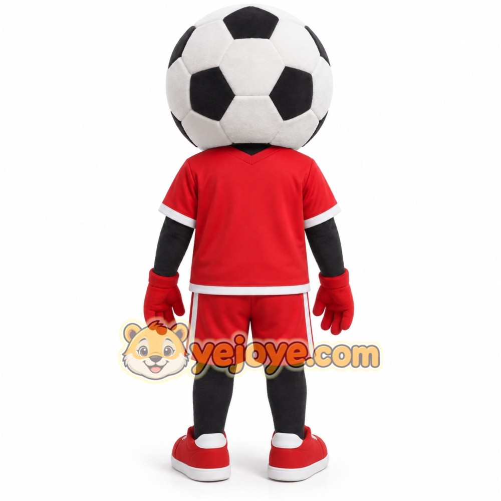 Red Black White Soccer Ball Mascot Costume