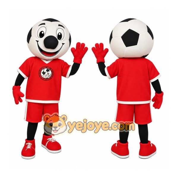 Red Black White Soccer Ball Mascot Costume