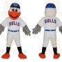White Blue Orange Seagull Baseball Mascot Costume