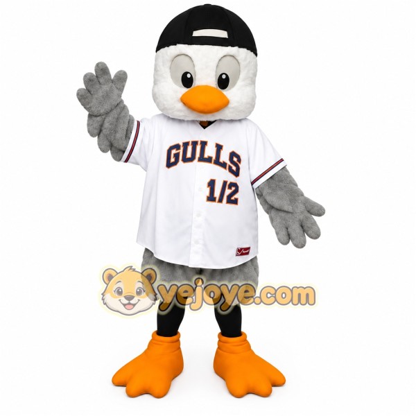 White Gray Seagull Baseball Mascot Costume