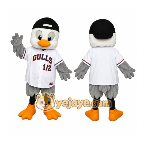 White Gray Seagull Baseball Mascot Costume