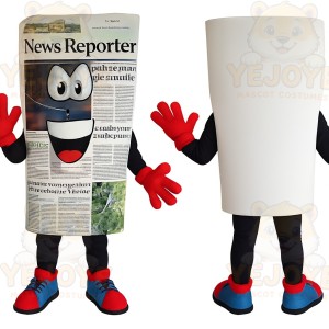White Black Red Newspaper Mascot Costume