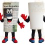 White Black Red Newspaper Mascot Costume
