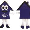 Purple Black Smiling House Mascot Costume
