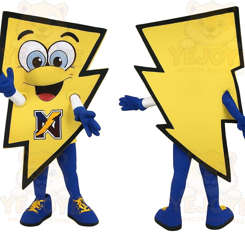 Yellow Blue Lightning Bolt Mascot Costume