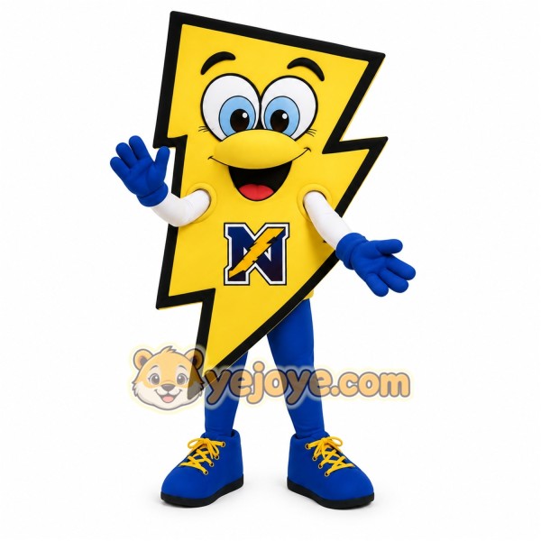 Yellow Blue Lightning Bolt Mascot Costume