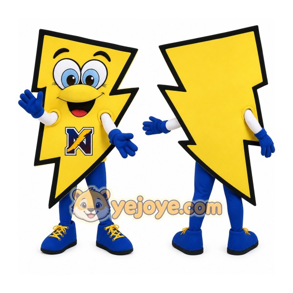 Yellow Blue Lightning Bolt Mascot Costume