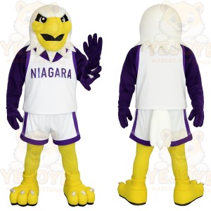 White Purple Basketball Eagle Mascot Costume
