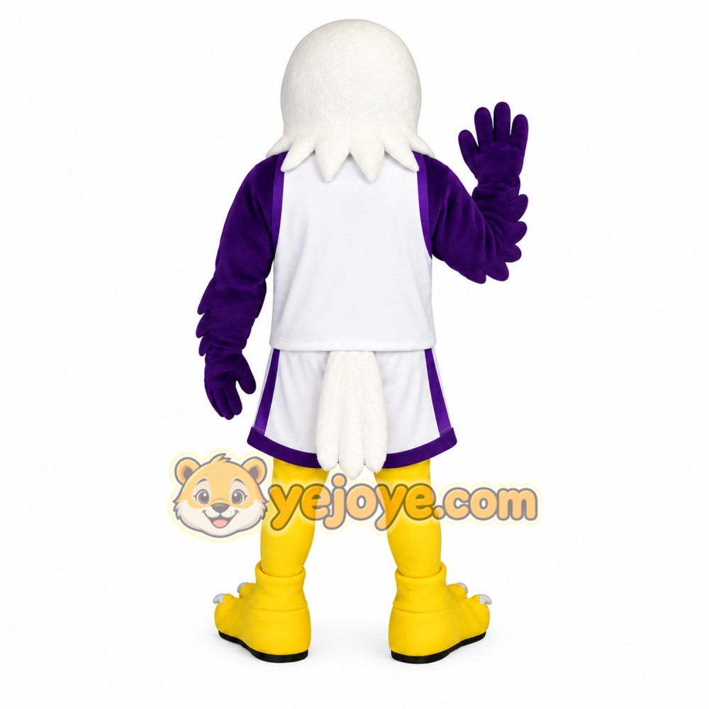 White Purple Basketball Eagle Mascot Costume