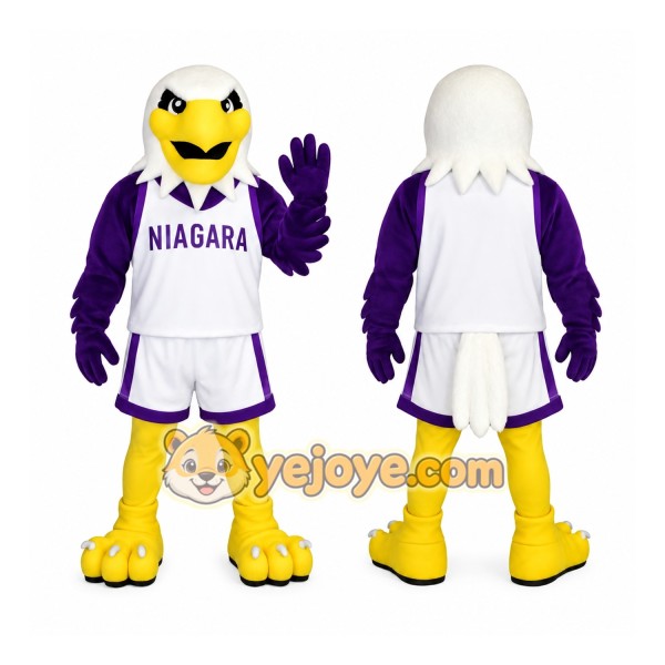 White Purple Basketball Eagle Mascot Costume